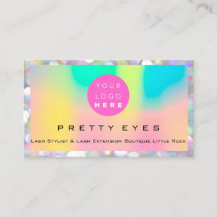 Makeup Artist Eyebrows Lash Bokeh Holograph Logo Business Card