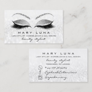 Makeup Artist Eyebrows Lashes Grey Silver Grey Business Card