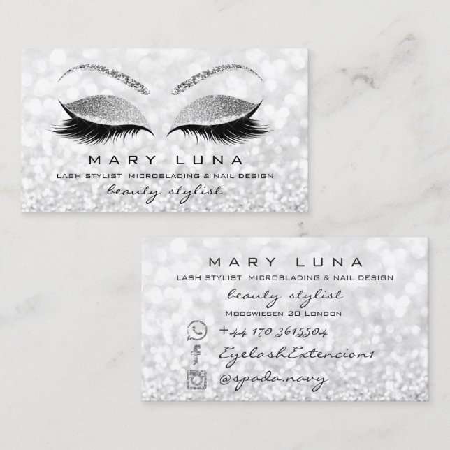 Makeup Artist Eyebrows Lashes Grey Silver Grey Lux Business Card (Front/Back)