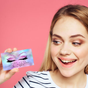 Makeup Artist Eyebrows Lashes Ombre Pink Glitter Business Card