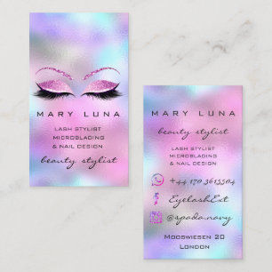 Makeup Artist Eyebrows Lashes Ombre Pinky Glitter Business Card