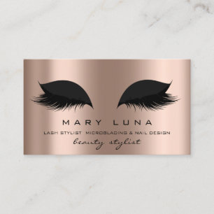 Makeup Artist Eyebrows Lashes Rose Gold Black Business Card