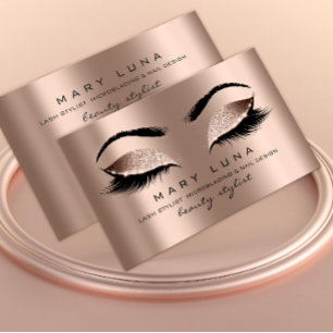 Makeup Artist Eyebrows Lashes Rose Gold Pink Business Card