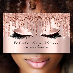 Makeup Artist Eyelash 3D Effect Glitter Drips Rose Business Card