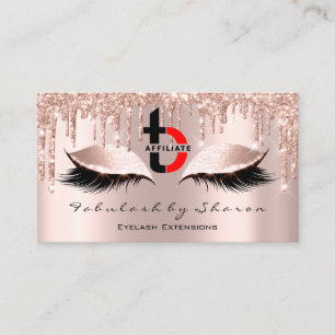 Makeup Artist Eyelash Affiliate Logo Drips Rose Business Card