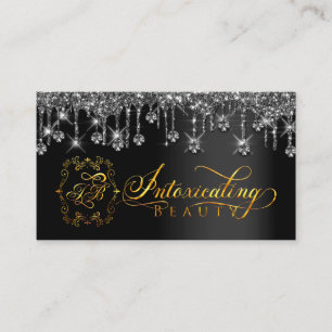 Makeup Artist Eyelash Black Drips Logo Diamond Bu Business Card