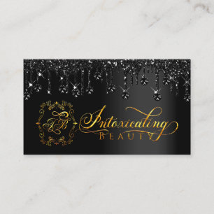 Makeup Artist Eyelash Black Drips Logo Diamond VIP Business Card