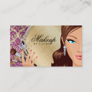 Makeup Artist Eyelash Brushes Cosmetology Hot Pink Business Card