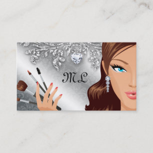 Makeup Artist Eyelash Brushes Cosmetology Silver Business Card