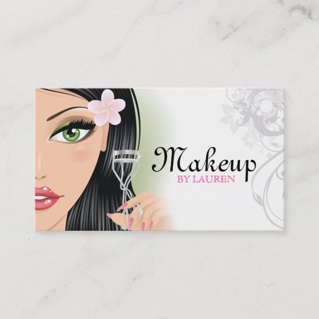 Makeup Artist Eyelash Curler Grey Business Card (Front)