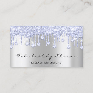 Makeup Artist Eyelash Diamond Drips Silver Blue Business Card