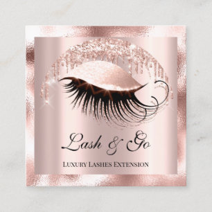 Makeup Artist Eyelash Extension Rose Lux Logo Square Business Card