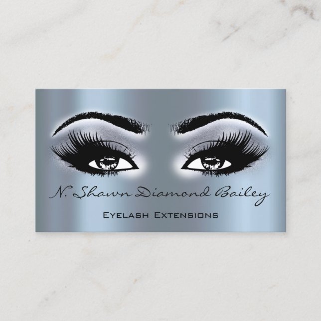 Makeup Artist Eyelash Extension Smoky Blue Elegant Business Card (Front)