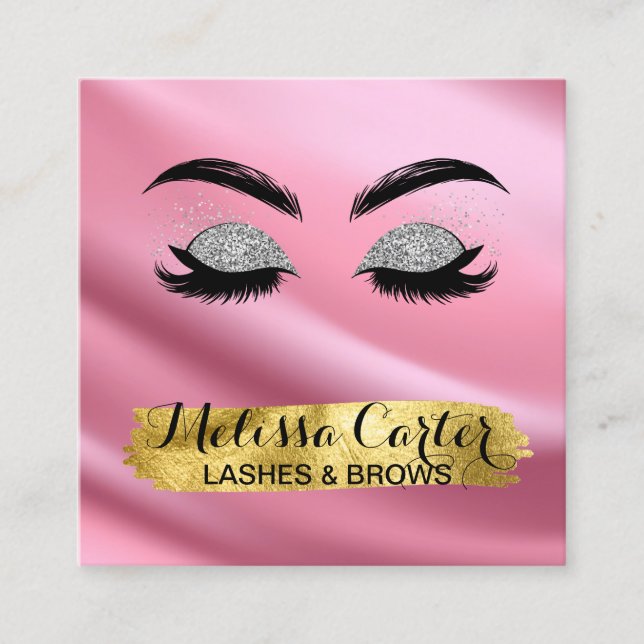 Makeup Artist Eyelash Extensions Lashes Brows Square Business Card (Front)