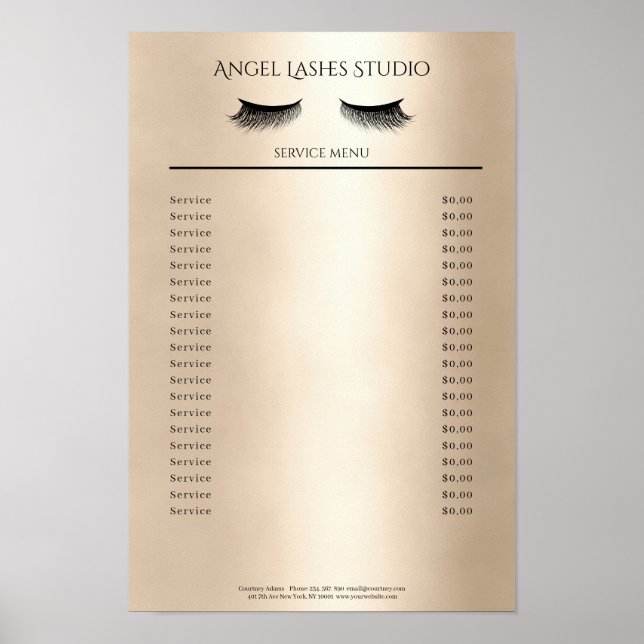 Makeup Artist Eyelash Extensions Preisliste Poster (Front)