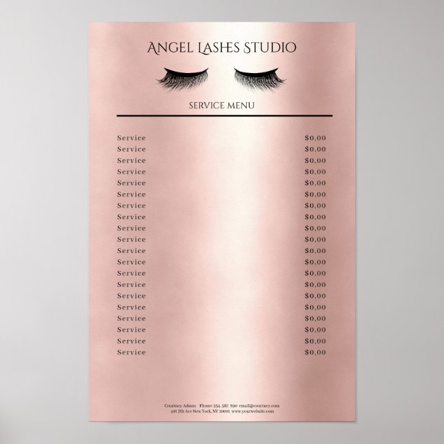 Makeup Artist Eyelash Extensions Preisliste Poster (Front)