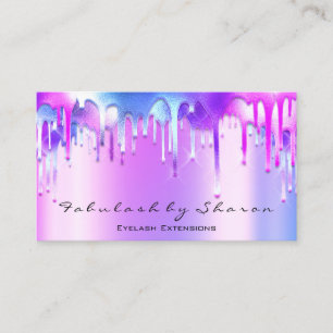 Makeup Artist Eyelash Holograph Drips Blue Pink Business Card