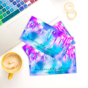 Makeup Artist Eyelash Holograph Drips Ocean Business Card