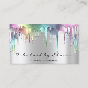 Makeup Artist Eyelash Holograph Drips Silver Grey Business Card