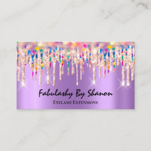 Makeup Artist Eyelash Lash Drips Holograph Purple Business Card