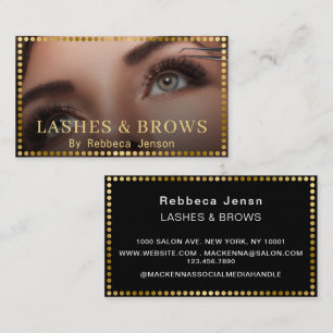 Makeup Artist Eyelash Lashes & Brows Gold glitter Business Card
