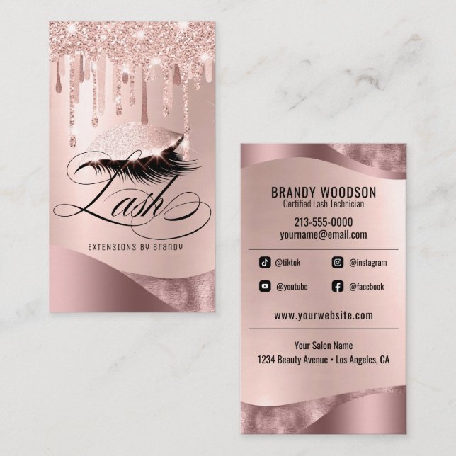 Makeup Artist Eyelash Lashes Glitter Beauty Salon  Business Card (Front/Back)