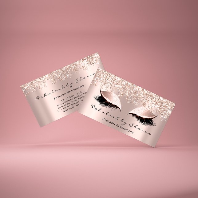 Makeup Artist Eyelash Lashes Glitter Confetti Rose Business Card (Makeup Artist Eyelash Lashes Glitter Confetti Rose Business Card )