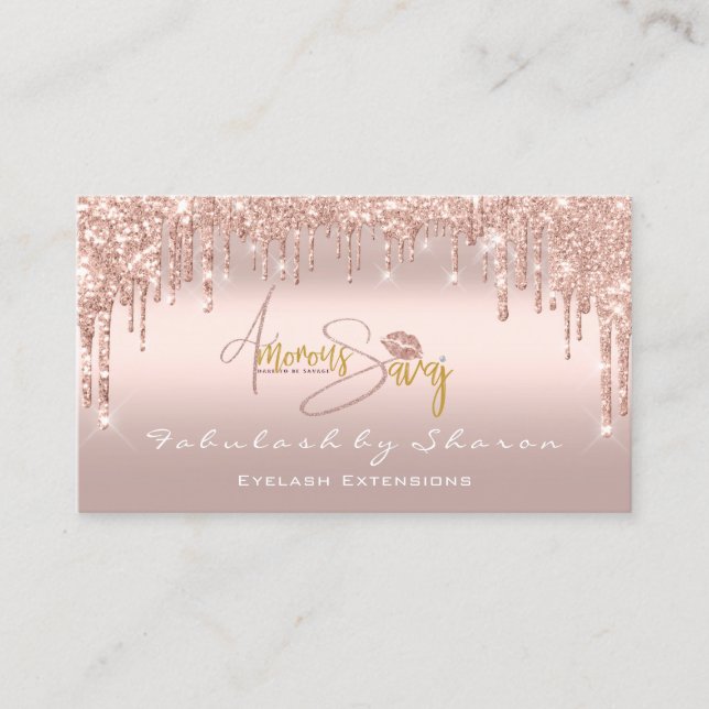 Makeup Artist Eyelash Lashes Glitter Drips Logo1 Business Card (Front)