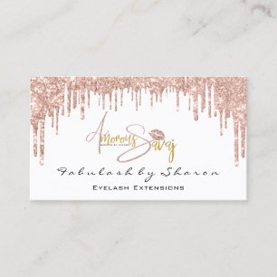 Makeup Artist Eyelash Lashes Glitter Drips Logo Business Card