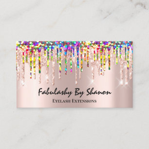 Makeup Artist Eyelash Lashes Glitter Drips Rainbow Business Card