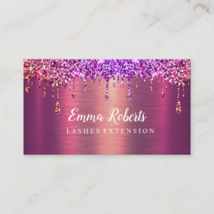 Makeup Artist Eyelash Lashes Glitter Drips Rose Business Card