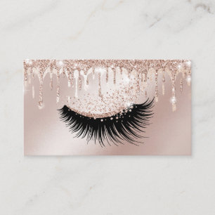 Makeup Artist Eyelash Lashes Glitter Drips Rose Business Card