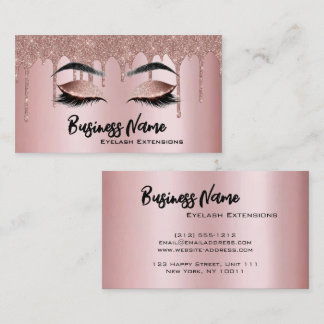 Makeup Artist Eyelash Lashes Glitter Drips Rose Business Card