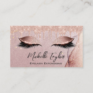 Makeup Artist Eyelash Lashes Glitter Drips Rose Business Card