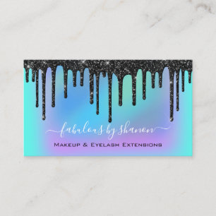 Makeup Artist Eyelash Lashes Holographic Black Business Card