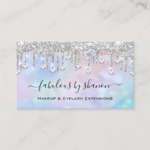 Makeup Artist Eyelash Lashes Holographic Diamond Business Card