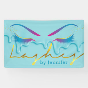 Makeup Artist Eyelash Lashes Paint Drips Teal Banner