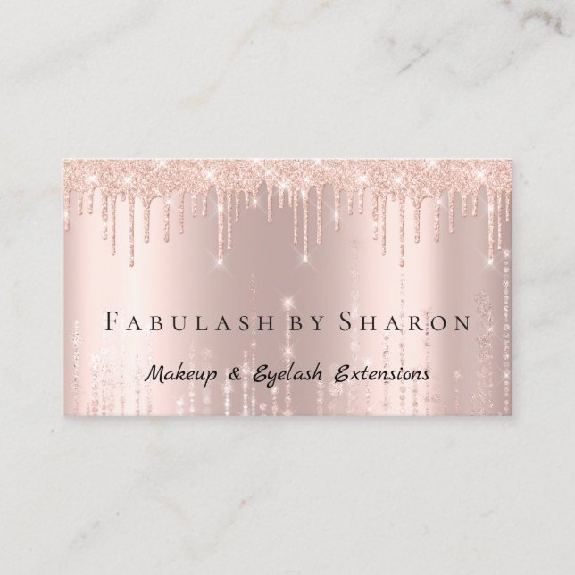 Makeup Artist Eyelash Lashes Rose Drips Lux Business Card (Front)