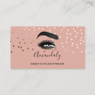 Makeup Artist Eyelash Logo QRCODE Rose Confetti Business Card