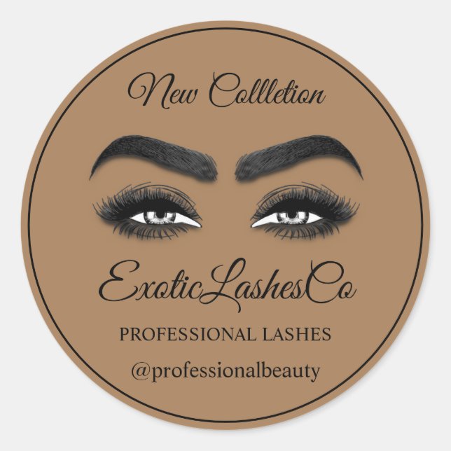Makeup Artist Eyelash Packaging Cleaner Frame Brow Classic Round Sticker (Front)