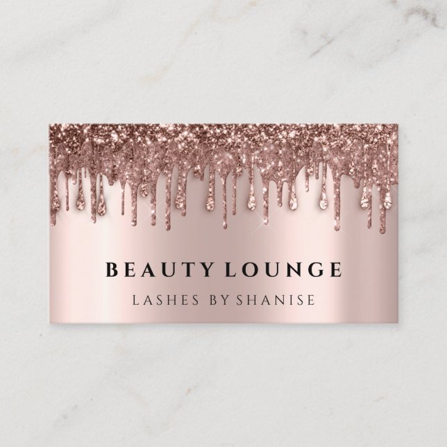 Makeup Artist Eyelash Rose Drips  Hair Nails Appointment Card (Front)