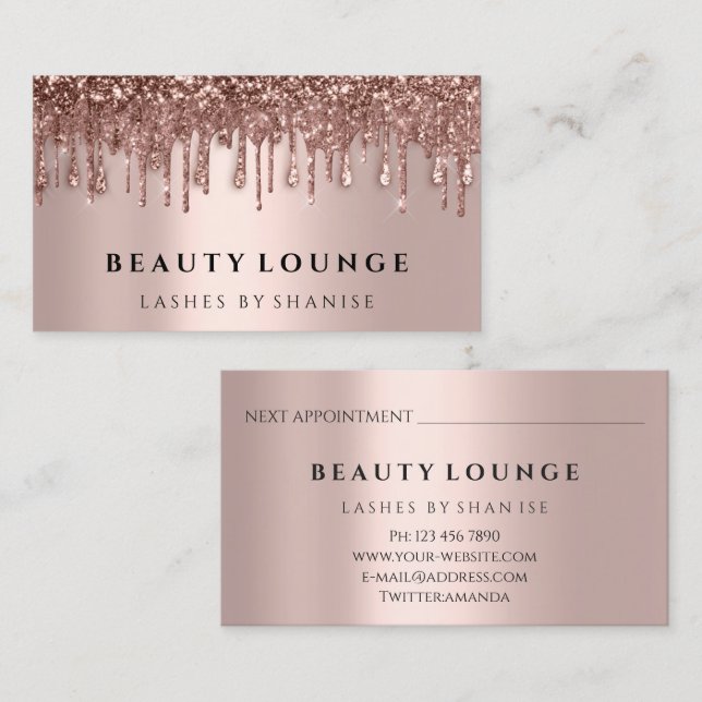 Makeup Artist Eyelash Rose Drips Hair Nails Beauty Appointment Card (Front/Back)