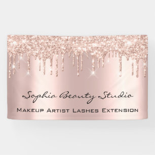 Makeup Artist Eyelash Rose Drips Pink Glitter Lux Banner