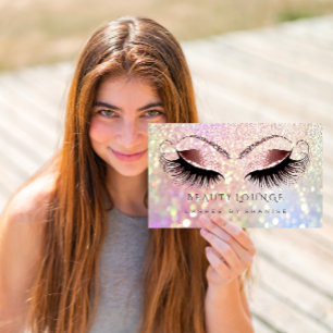 Makeup Artist Eyelash Rose Glam Glitter Hairdstyle Appointment Card