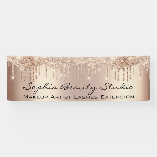 Makeup Artist Eyelash Rose Gold Drips Hairdresser Banner (Horizontal)
