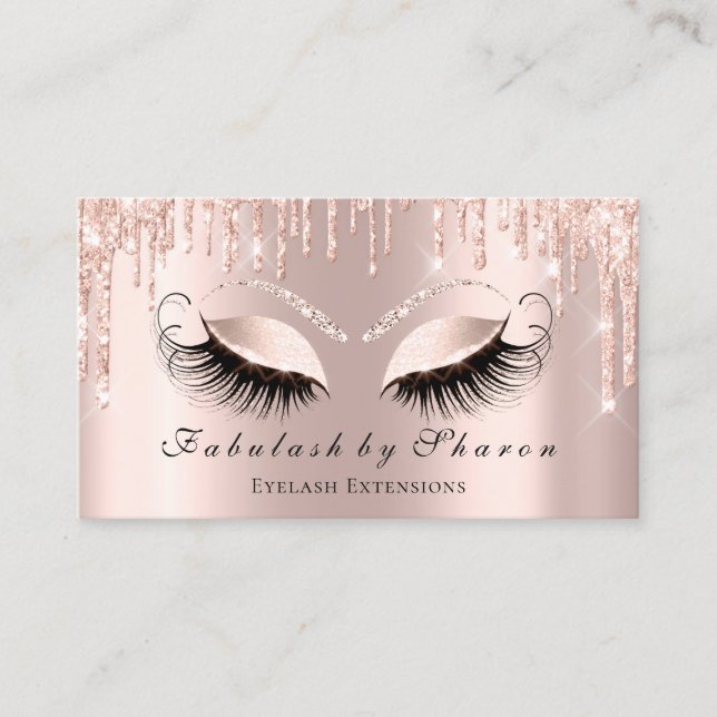 Makeup Artist Eyelash Sparkly Eyes Glitter Drips Business Card (Front)