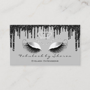 Makeup Artist Eyelashes Extension Black Drips Gold Business Card