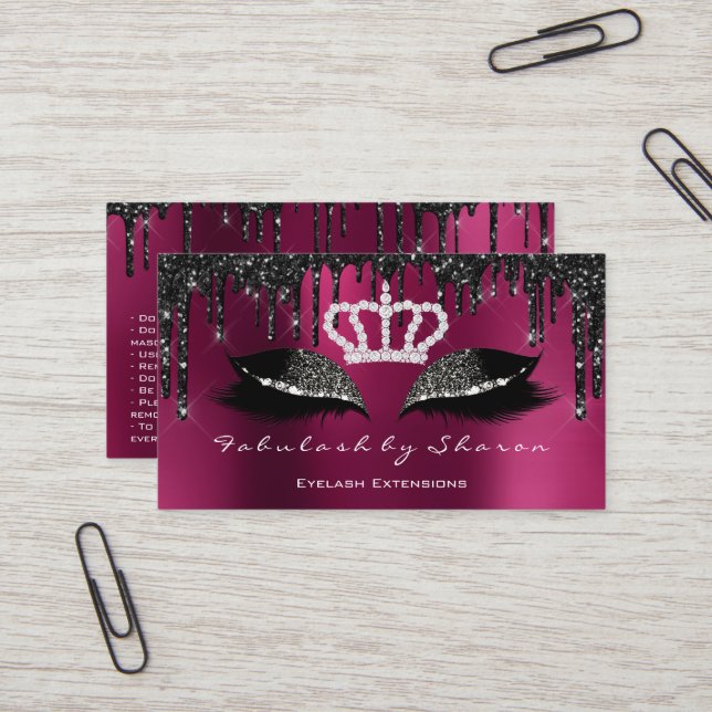 Makeup Artist Eyelashes Extension Loyalty Marsala Business Card (Front/Back In Situ)