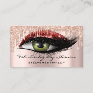 Makeup Artist Eyelashes Glitter Drips Rose Ruby Business Card