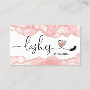 Makeup Artist Eyes Lashes Blush Pink Agate Busine Business Card